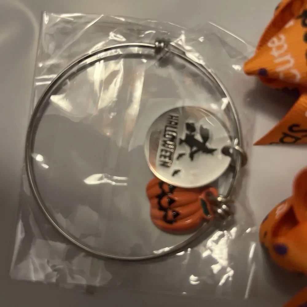 Adorable Kids Girls Halloween Hair Bows And Bracelet Set New Adorable